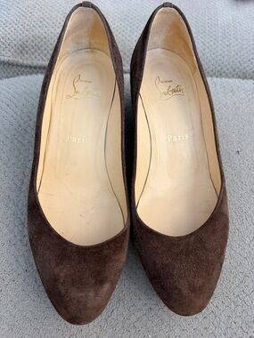 Christian Louboutin Brown Suede Pointed Toe wedge